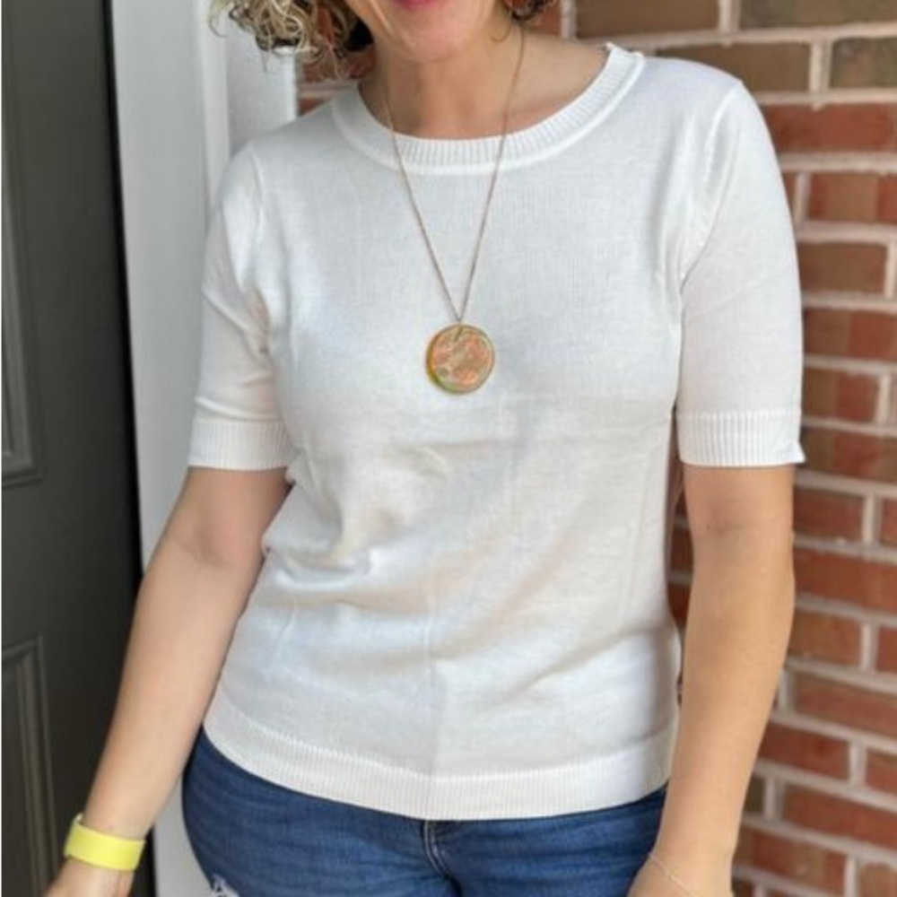 White LulaRoe Short Sleeve Knit Top